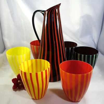 Murano Vintage Glas Karaffe mit 6 Becher Saftkanne / ev 521(36) - Bild 1 von 4
