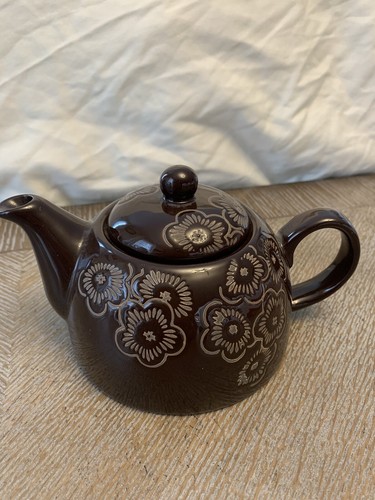 6 Piece Porcelain Tea Set by Pier1 Brown Beautiful Floral Print - Picture 2 of 4