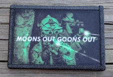 Moons Out Goons Out Morale Patch Hook & Loop NVG Nightvision Army Tactical 2A
