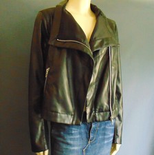 Blank NY Black Faux Leather Moto Zippered Jacket L