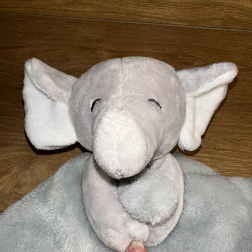 Manta de seguridad para bebé Carters gris elefante suave de felpa Lovey borde satinado 14x14 Foto 4 de 4
