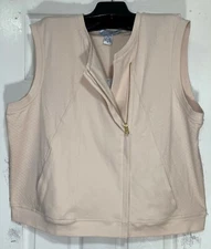 NEW Joan Vass women size 3X quilted vest cotton Spandex front pockets misty rose