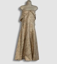  580 Rickie Freeman by Teri Jon Women's Gold Metallic Off-Shoulder Dress Size 8