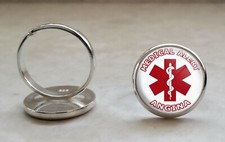 Angina Medical Alert 925 Sterling Silver Adjustable Ring
