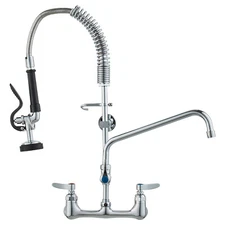 Commercial Faucet Kitchen Sink Pre Rinse Faucet Wall Mount w/ Sprayer 25" Height