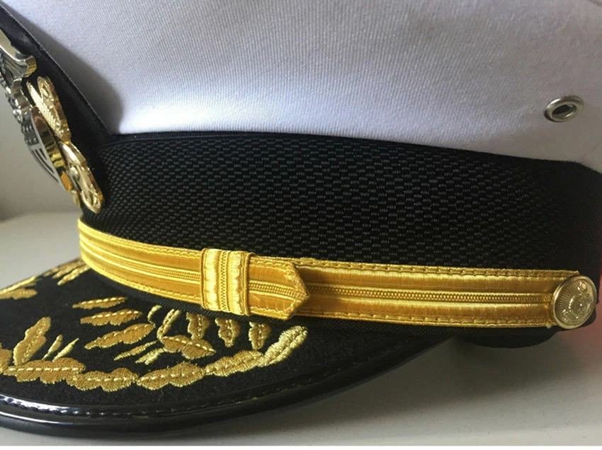 Cappello da capitano nave marinaio berretto marinaio cappello da capitano uniformi costume festa - Immagine 3 di 4