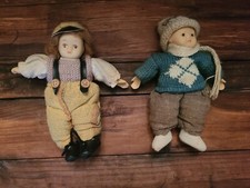 Set of 2 Vintage 7" Boy Dolls Porcelain Head and Hands Cloth Body, Germany READ