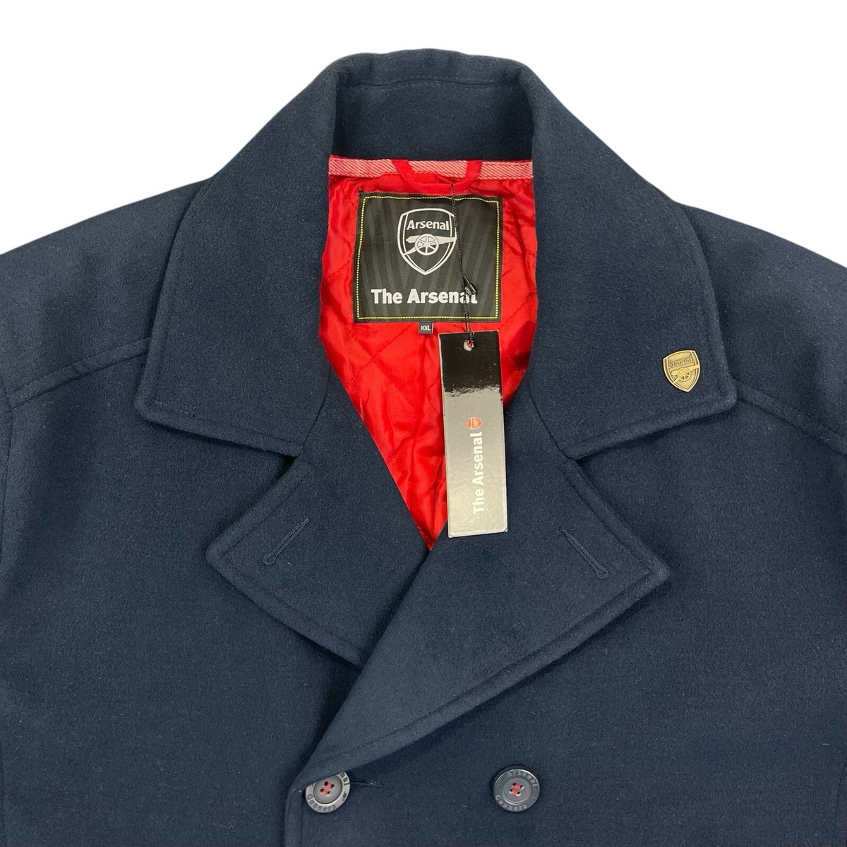 Arsenal FC - Men's XXL/2XL Pea Coat Navy Blue Official Licensed