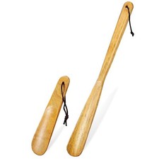 2pcs Wood Shoehorn Long and Short Handle Shoe Horn Shoe Spoon Non Slip Shoe L...