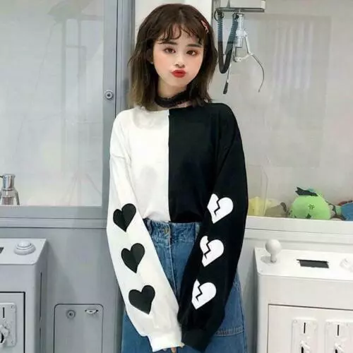 Mujer Niña Camiseta Mangas Largas Algodón Harajuku Kawaii Ropa Coreana Ulzzang - Imagen 13 de 14