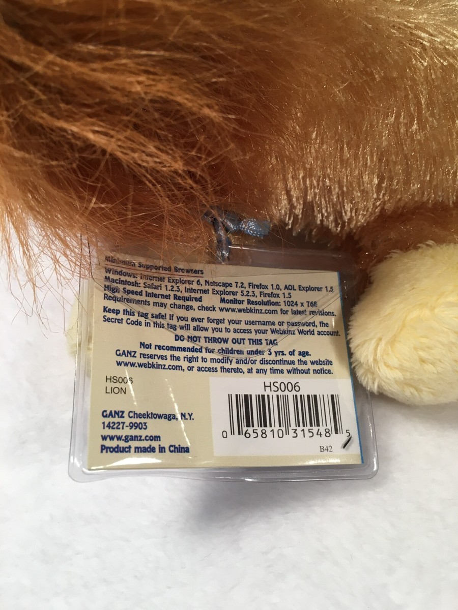 moni Ganz Webkinz Lil' Kinz LION - #HS006 - New - Sealed Code