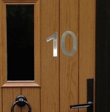 Stick-On House Numbers - No 10 - Stainless Steel - 10cm - Door, Fence, Gate