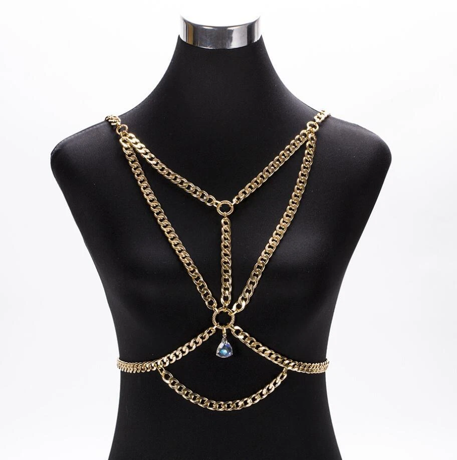 VETEMENTS Collana donna corpo catena bikini gioielli vita cristallo ciondolo vestiti arte decorazione