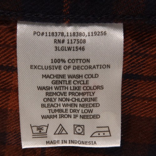 Levis Shirt Mens 2XL Blue Orange Check 100% Cotton Twill Flannel Button Up - Picture 14 of 14