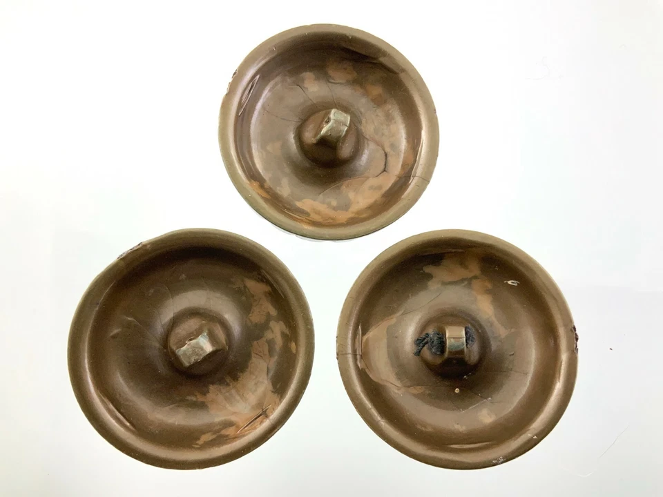 Vintage Molded Plastic Brown Garment Button 1.75in Set of 3 Spiral Pattern 201B - Image 3 of 4