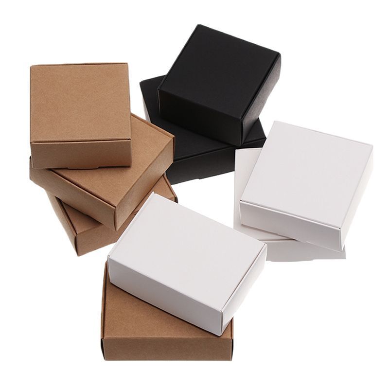 Solid Color Packaging Gift Boxes Kraft Paper Handmade Soap Candy Cookies Storage
