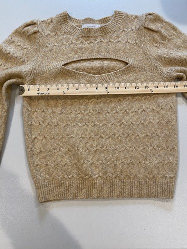 Greylin Sweater Women Small Tan Knit Stretch Cut Out Wool Indie Y2K Boho Cottage - Picture 7 of 7