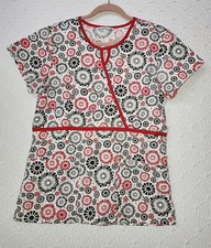 Womens Scrub Top. Scrubin.com XS Red Black And White Nice Design Good Condition