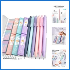 Versatile Pastel Mechanical Pencil Set with 3 Erasers and Case - 0.5mm to 0.9mm