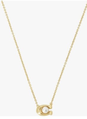 COACH Women's Pearl Signature Pendant Necklace