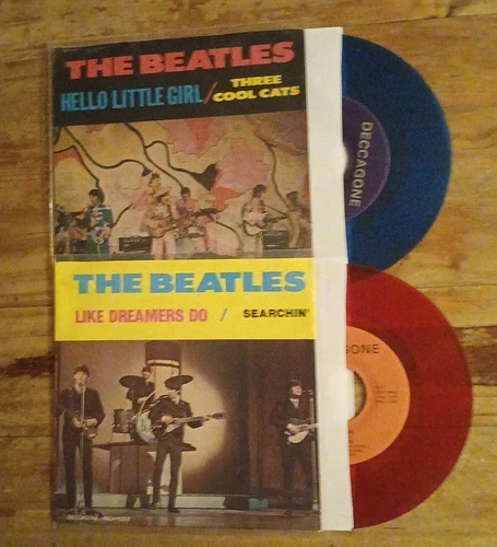 The Beatles Promo 45's Color Vinyl, Like Dreamers Do, Hello Little Girl.Lot of 2