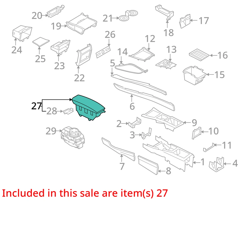 2007-2014 BMW X5 X6 Center Console Armrest Black 51166973461 OEM Used Foto 3 de 4