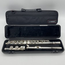 YAMAHA YFL-221 Student Flute Nickel Silver Plated with Hard Case Bag Used