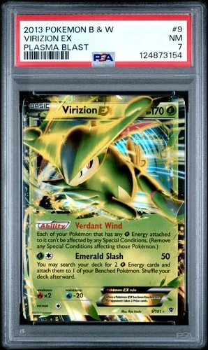 2013 POKEMON BLACK & WHITE PLASMA BLAST #9 VIRIZION EX PSA 7