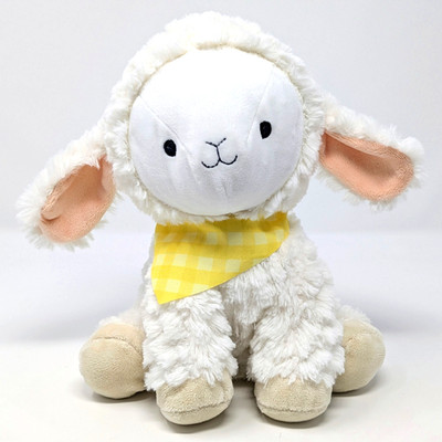 Hallmark Textured White Baby Sheep Lamb Plush w/ Yellow Bandana Sewn Eyes CLEAN
