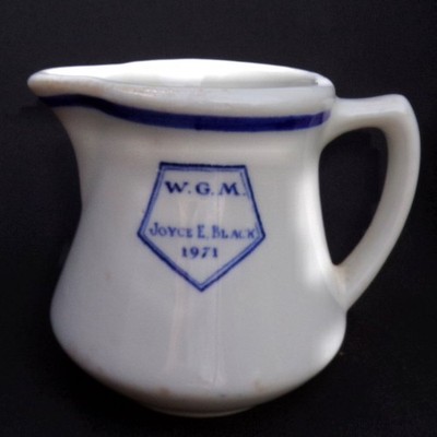 Joyce E. Black Eastern Star Handled Creamer 1971 Walker Restaurant Ware