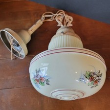 Mappamondo fiori dipinto a mano anni 30 40 da appendere vetro soffitto lampadario 