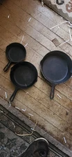 3 pc Vintage Skillet Cast Iron Skillets