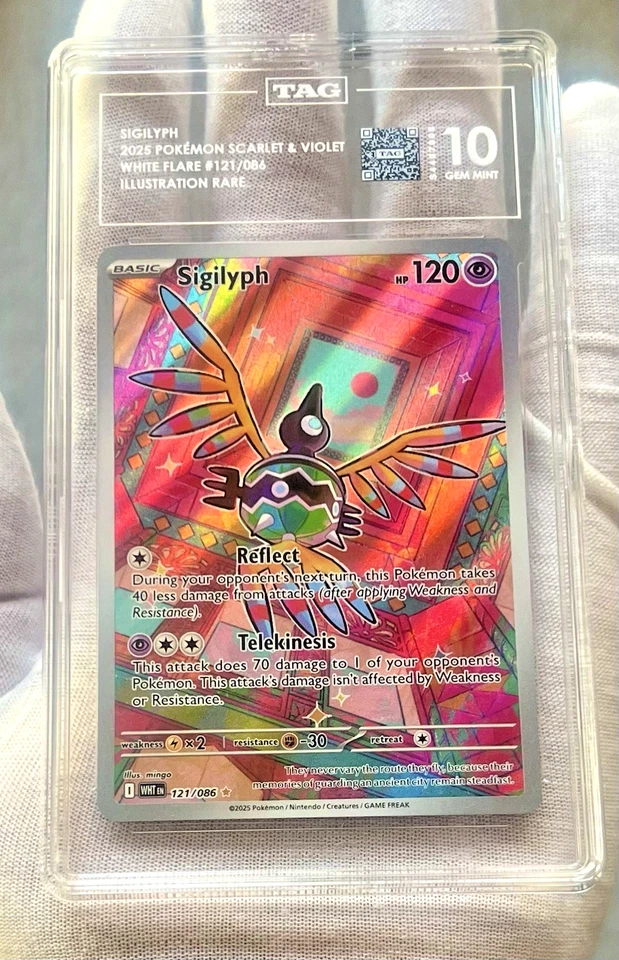 POP 3 - 2025 Pokemon English White Flare - Sigilyph 121/086 IR - TAG 10 -PSA CGC - Image 2 of 4
