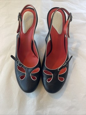 VTG Bottega Veneta Black Leather Mary Jane W/Cut Outs~Buckles Heels  1/2