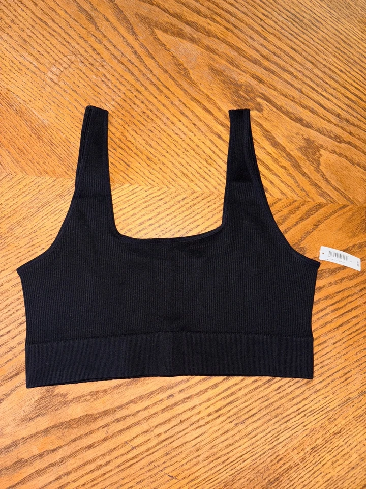 Sujetador inalámbrico GAP Body sin costuras acanalado Bralette Gap (negro) Talla: Grande Nuevo con etiquetas Foto 2 de 4