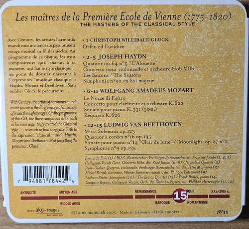 Classique: The First Viennese School (Harmonia Mundi HMX 2908177) - Picture 2 of 2