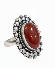 Carnelian Red Onyx Handmade German Silver Ring Size 8