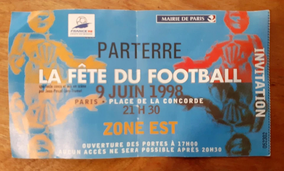Billet ticket COUPE du MONDE FINALE 1998 - FRANCE 98 Worn + Fête du Football - Photo 3/4