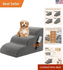 Luxury 3-Step Dog Ramp - Waterproof Pet Stairs for Easy Access to Sofas & Beds