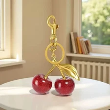Trendy Red Cherry Pendant Keychain for Women Cute Bag Decorations Multifunctiona