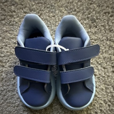 adidas Unisex Kids Sneakers Blue Hook & Loop Logo Strap Synthetic Rubber