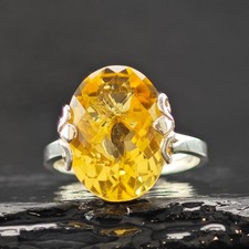 Checkerboard Citrine Ring Sterling Silver Sz 8