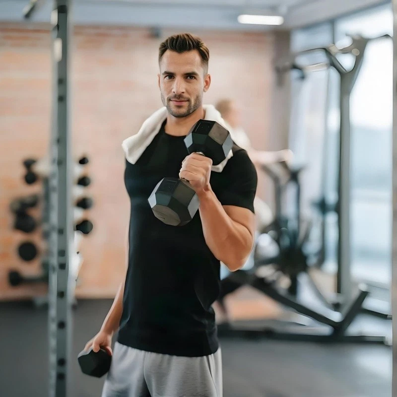 Hex Dumbbells Rubber Coated Cast Iron Weight Training Home Gym Strength Fitness - Image 3 of 4