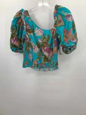Pre-Owned Love The Label Blue Size Medium Floral Blouse