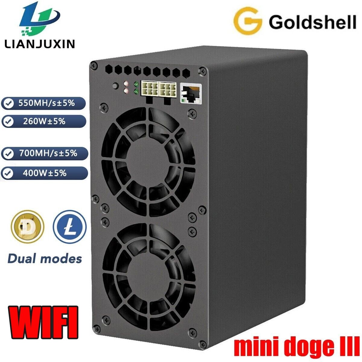 Goldshell Mini Doge 3 III Miner Doge Coin LTC Dual Mode 700M