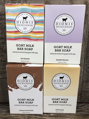 Dionis Goat Milk Soap Bar Set Lavender Blossom Coconut Oats Sea Treasures Honey