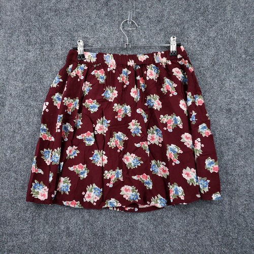 Hollister Skirt Womens M Medium Red Floral Button Up A Line - Picture 9 of 10