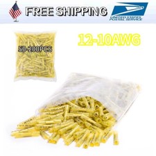 AWG 12-10 Butt Splice Wire Connectors Crimp Terminals Heat Shrink Yellow 50-200X