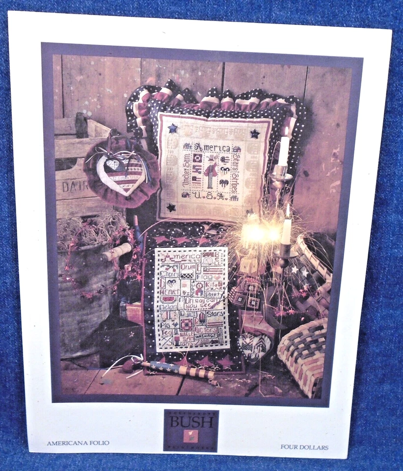 Vintage 1993 Americana Foli0 Shepherds Bush Sampler Cross Stitch Pattern Leaflet - Image 2 of 3