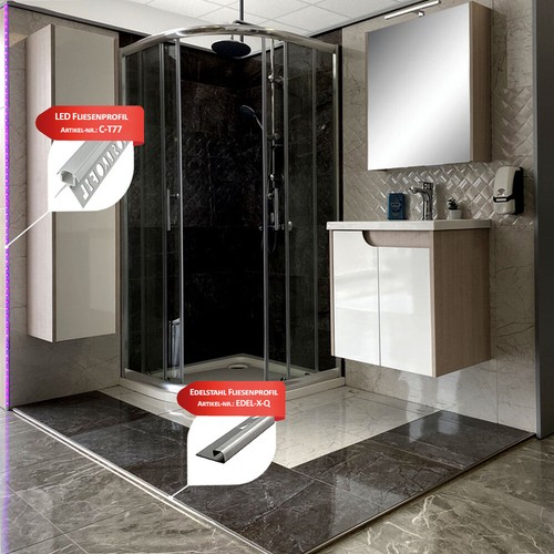 10x Quadrat-Profil Edelstahl Fliesenprofil Fliesenschiene L250cm 11mm gebürstet - Bild 7 von 7